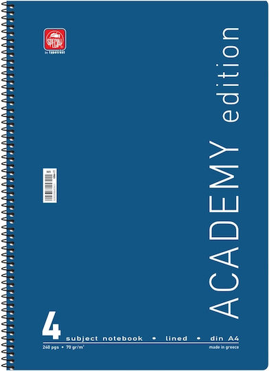 Typotrust Спирал Тетрадка На райета A4 120 Листа 4 Теми Academy 1бр (Различни цветове)