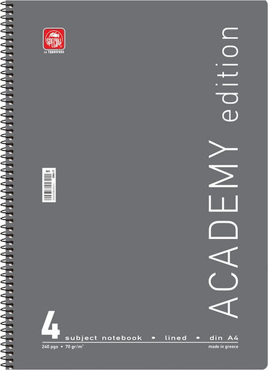 Typotrust Спирал Тетрадка На райета A4 120 Листа 4 Теми Academy 1бр (Различни цветове)