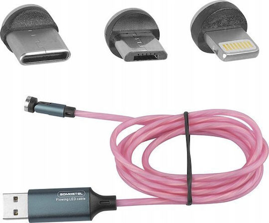LED / Магнитен USB към Type-C Кабел 3.1Спецификация Червен 1.2м