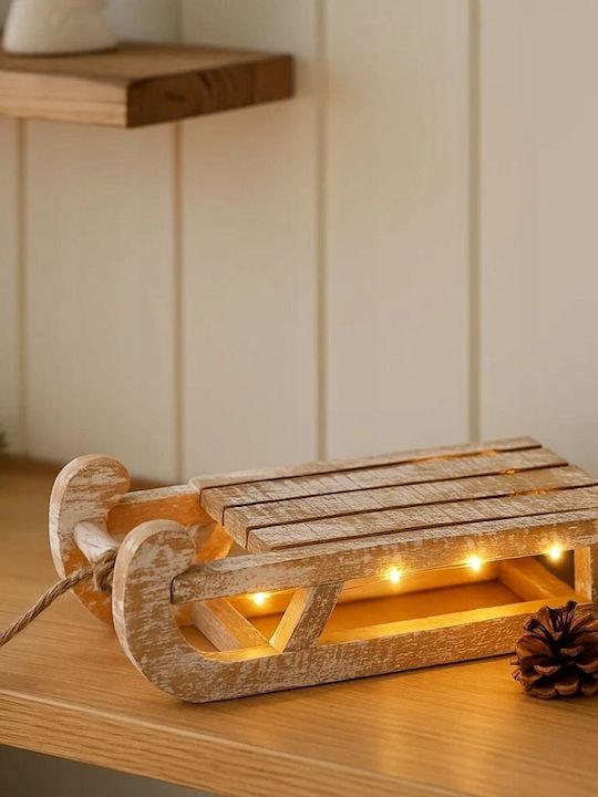 Home&Styling Collection Beleuchtete Weihnachtsfigur Holz Schlitten Höhe 32cm