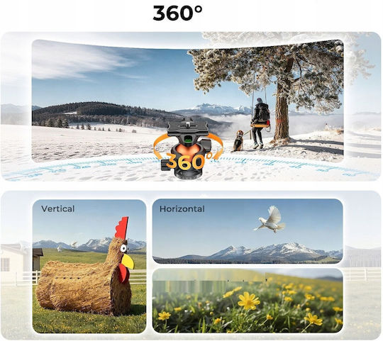 K&F Concept Aluminum Tripod with Spherical Head up to 172cm and 10kg Load