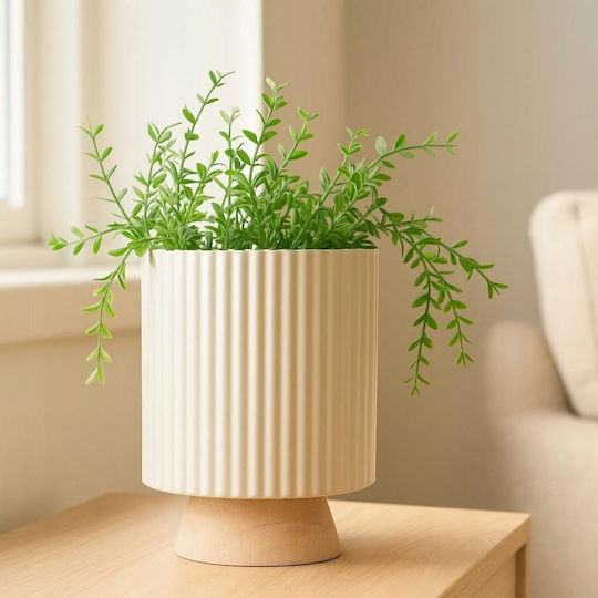 Home&Styling Collection Κασπώ Μεταλλικό Λευκό με Βάση 18x18x23εκ.