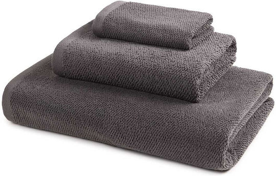 Αιγαίον Σετ Πετσέτες Μπάνιου 3τμχ Dark Grey Βάρους 600gr/m²