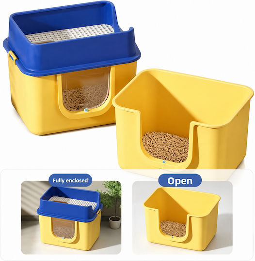 Pet's Choice Katzenklos Geschlossene mit Sieb Gelbe M66 x B48 x H58cm