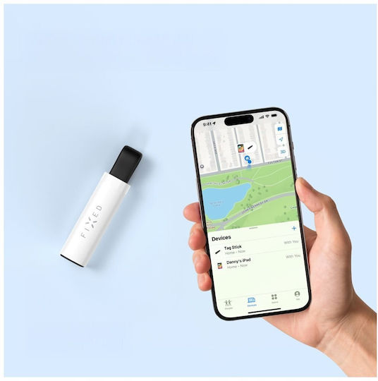 Fixed Fixed Bluetooth Tracker Tag Stick Kompatibel mit Apple Find My Weiß Wiederaufladbare Batterie