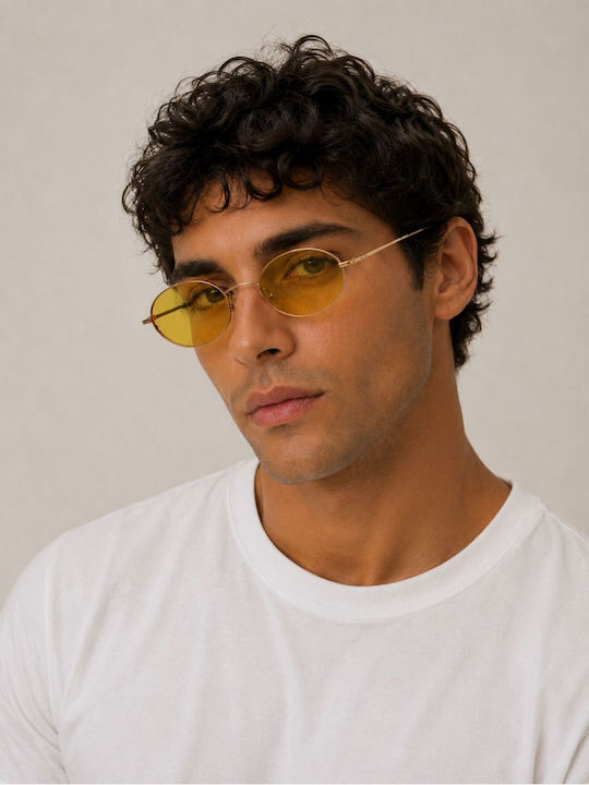 AV Sunglasses Noa Унисекс Слънчеви Очила с Жълта Метална Рамка и Жълти Стъкла