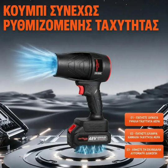 Turbo KK-D06 Ръчен Вентилатор 48V с 1 Батерия 2Ah и Регулиране На Интензитета