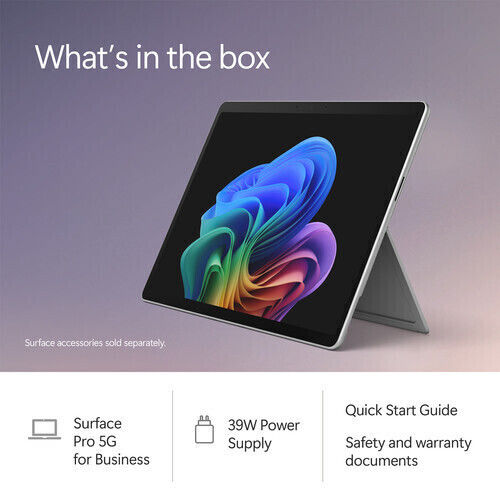 Microsoft Surface Pro За Business Copilot+ PC 12th 5G 13" Таблет (32GB/512GB/Intel Core Ultra 7 366H/Windows 11 Pro) Платинен