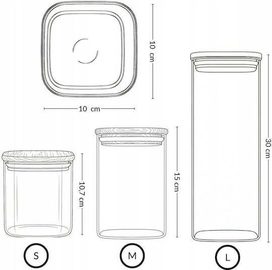 Kesper Set Bamboo Transparent Lunch Boxes 10x10cm 6 Pieces