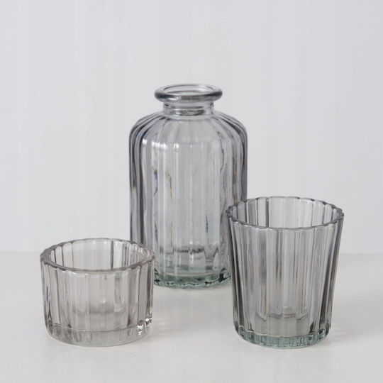Boltze Set Decorative Glass Vases Tolka Transparent 5.5xH10cm