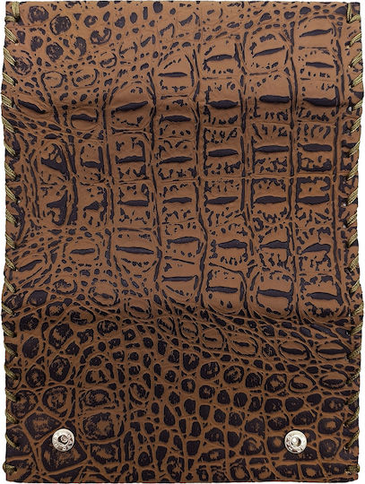 Tabaktasche Unisex Muster Kroko Stoff Mit Taste Braun