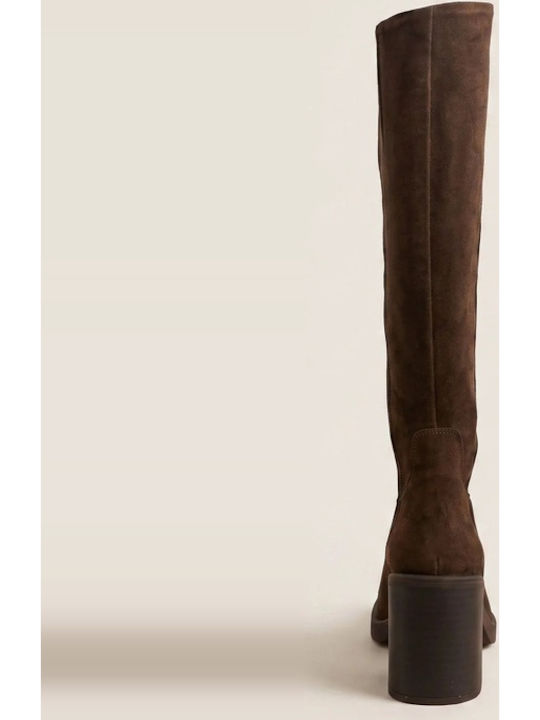 Wildleder Damenstiefel Braun Über Dem Knie