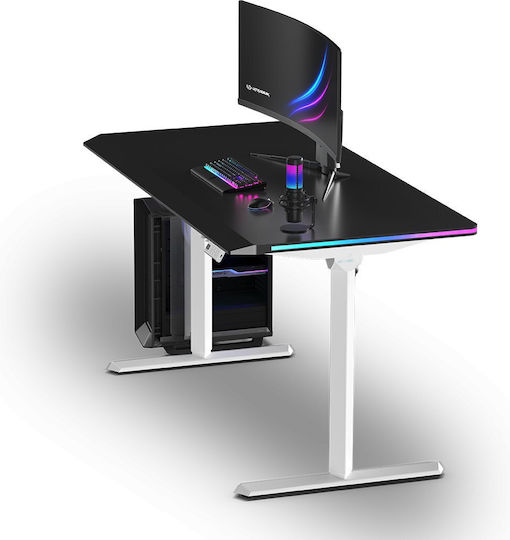 Γραφείο Gaming με Ρυθμιζόμενο Ύψος 140x70x120εκ. White-black Γραφείο Gaming με Ρυθμιζόμενο Ύψος 140x70x120εκ. White-black
