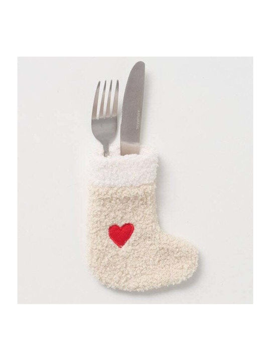 Boltze Christmas Plush White Case for Cutlery 14.5x12x2cm
