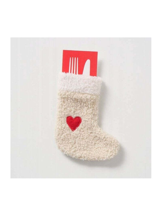 Boltze Christmas Plush White Case for Cutlery 14.5x12x2cm