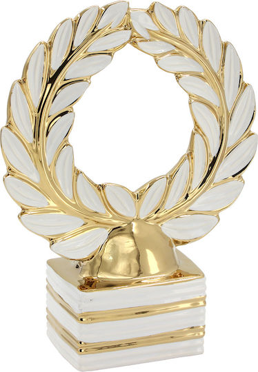 Decorative Ceramic 20x7.5x27 Cm White Gold Olive Leaf Keskor 78758