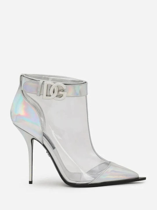 Leather Women's Ankle Boots Silver