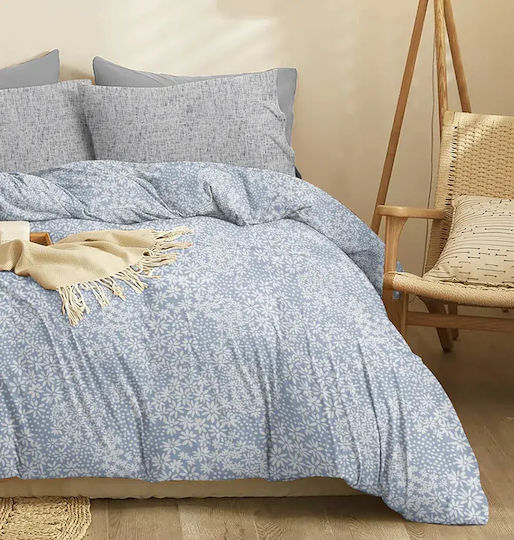 Cokitex Marta Pansy Set Bed Sheets Super King 230x260cm Denim 4 Pieces