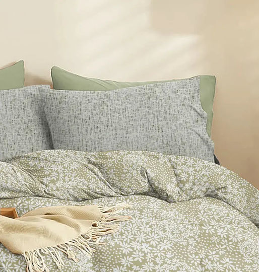 Cokitex Marta Pansy Σετ Σεντόνια Διπλά με Λάστιχο 150x200+30εκ. Olive (4τμχ)
