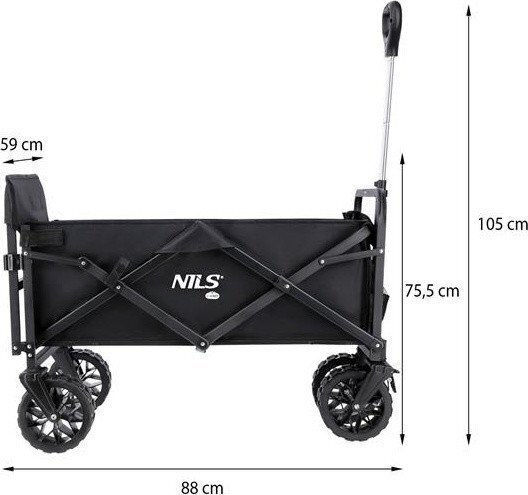 Nils Transport Trolley for Load Weight up to 100kg in Black Colour
