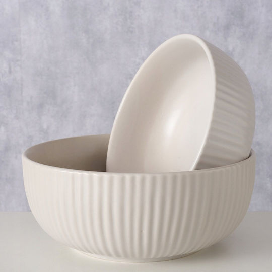 Boltze Salatschüssel Keramik Beige 18x18cm 2 Stück