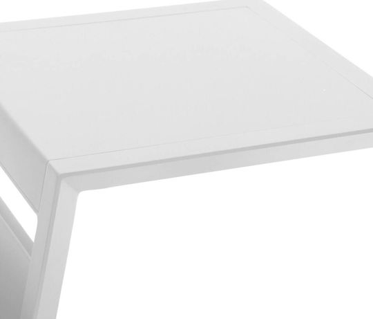 Masă Camera De Zi Pentru Spații Exterioare Mici Din Aluminiu Alb 55x45x55cm