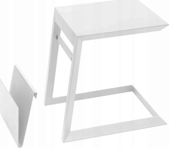Masă Camera De Zi Pentru Spații Exterioare Mici Din Aluminiu Alb 55x45x55cm