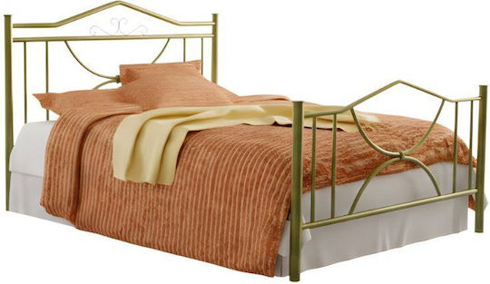 Roza Pat Dublu Metalic Auriu Potrivit Pentru Saltea 160x200cm