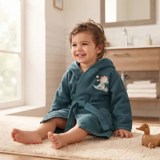 Borea Kids Bathrobe Dinos Hooded Borea Kids Bathrobe Dinos Hooded