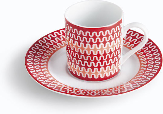 Ionia Illusion Set Tassen Kaffee aus Porzellan Rote 6 Stück