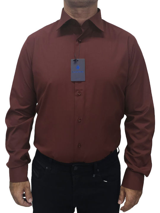 Long Sleeve Shirt in Narrow Fit Bordo