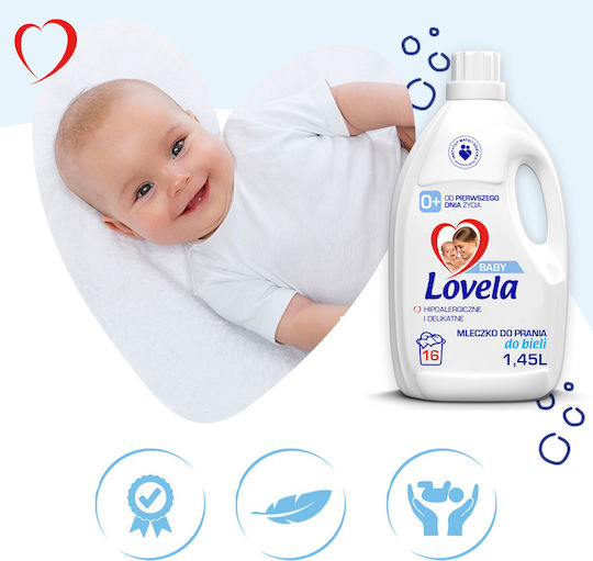 Lovela Βρεφικό Υγρό Απορρυπαντικό για Λευκά Ρούχα 1.45lt (16 Μεζούρες)
