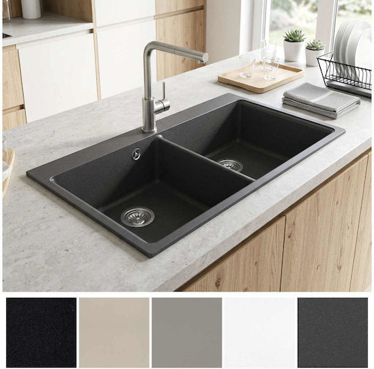 vidaXL Chiuvetă Drop-In din Granit Sintetic M86xL51cm Gri