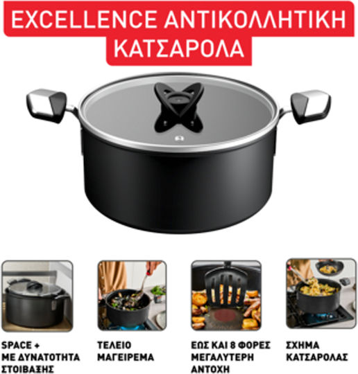 Tefal Excellence Saute Pan from Aluminum with Lid with Non-Stick Coating 24cm