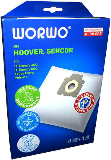 Worwo HMB05/4 Staubsaugerbeutel 4Stück Kompatibel mit Staubsauger Hoover