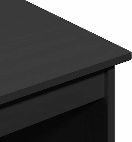 Бюро от Масивно Дърво Черно с LED и USB Портове 75x50x112см
