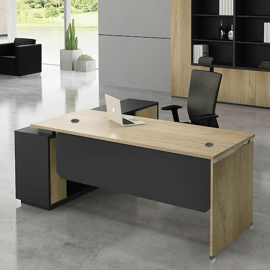 Corner Professional Office Project Wooden Beige 220x200x75cm