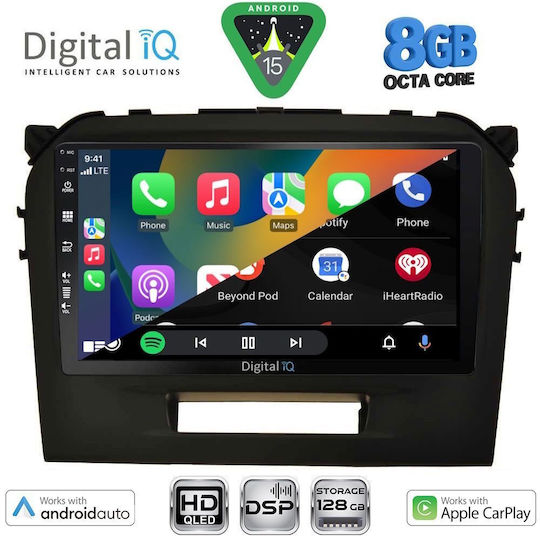 Digital IQ Автомобилна Аудио Система За Suzuki Vitara 2016-2025 Bluetooth USB Вграден Wi-Fi GPS Apple CarPlay Android Auto С 9" Touch Screen