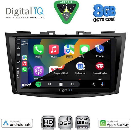 Digital IQ Автомобилна Аудио Система за Suzuki Swift 2011-2016 (Bluetooth/USB/Вграден Wi-Fi/GPS/Apple CarPlay/Android Auto) с Touch Screen 9"