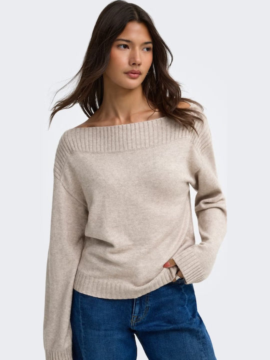 Katia Damen Langärmeliges Pullover mit Ausschnitt Lächeln Beige