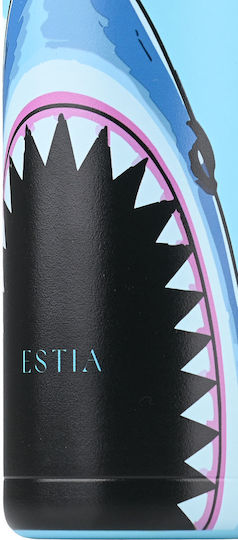 Estia Handy Bottle Save The Aegean Stainless Steel Kids Thermos Water Bottle Blue Fin 470ml