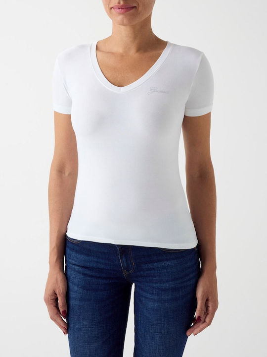 Guess Guess Damen Kurzärmeliges Weißes Top
