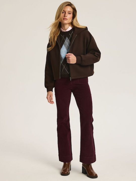 Neoprino Long Women's Sweatshirt Hooded Brown
