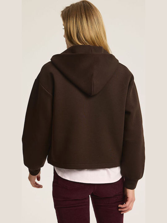 Neoprino Long Women's Sweatshirt Hooded Brown
