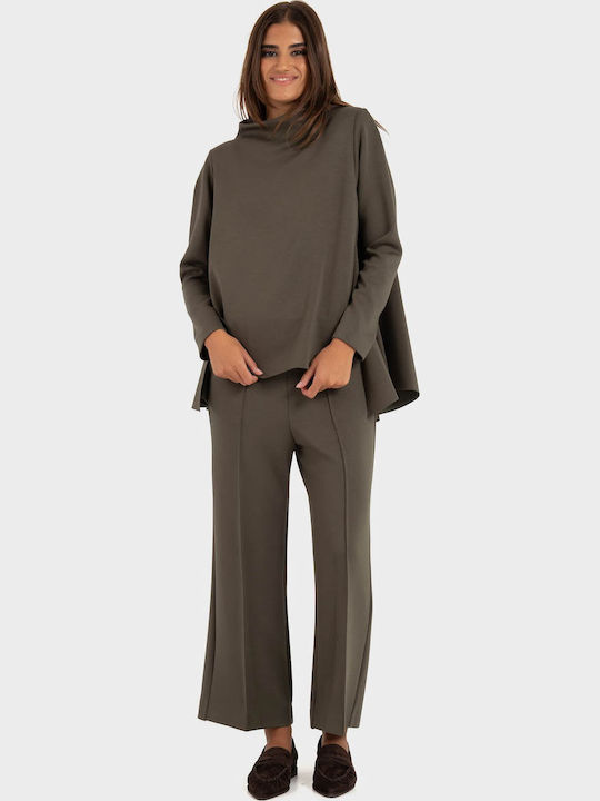 Damen Bluse Langärmelig Dunkelgrün