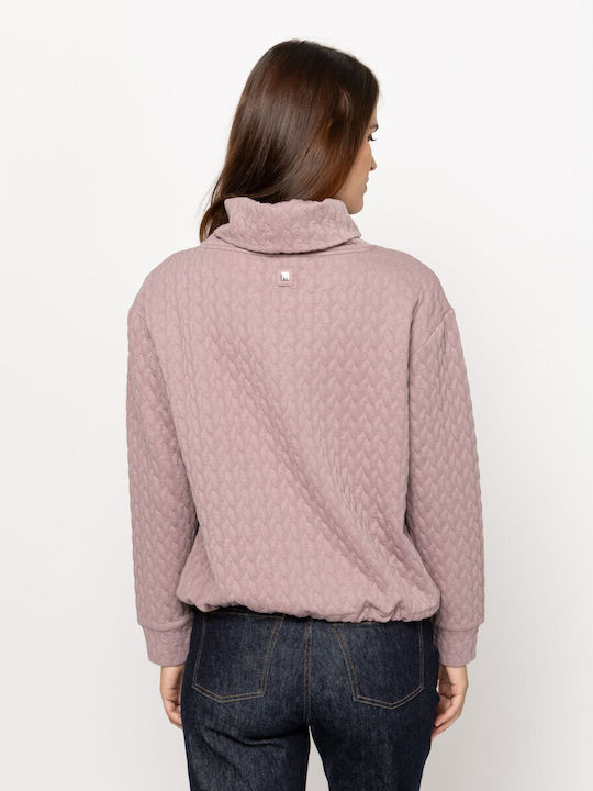 Damen Bluse Rollkragenpullover Hell Pale