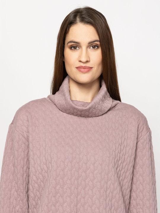 Damen Bluse Rollkragenpullover Hell Pale