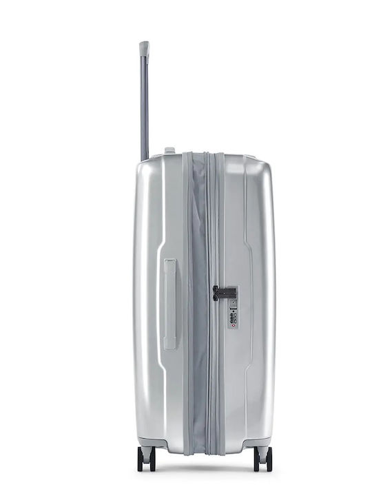 Ciak Roncato Large Hard Silver Travel Suitcase Height 74cm