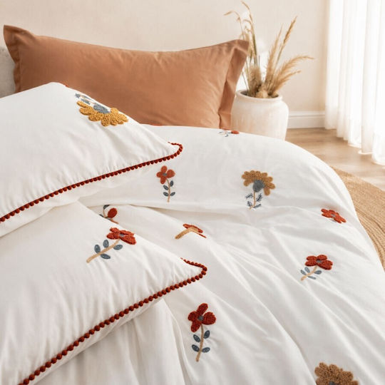 Şaheser Set Huse Pentru Pilote 200x220cm Dublă Cu 4 Fețe De Pernă & 1 Cearșaf Natural