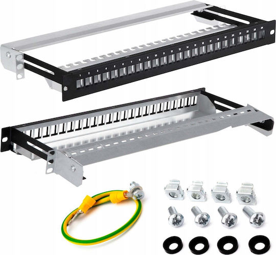 Stalflex Panou De Patch Ecranat Pentru Rack 1U 19" 24 Prize Negru